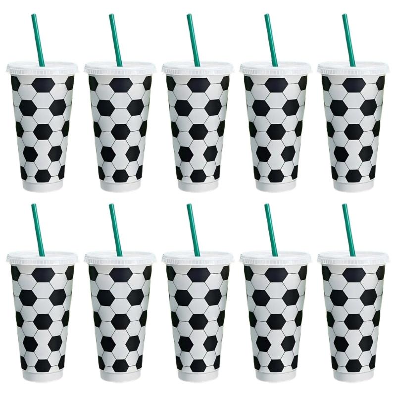 

10PCS Sports Theme Drinking Cups Dishwasher Safe Football Printed Drinkware Suitable for Hot and Cold Beverages 1