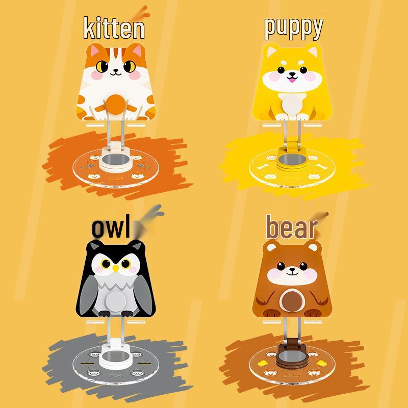 Cartoon Animal Acrylic Rotating Phone & Tablet Stand: Multi-functional, Portable & Desktop-Friendly