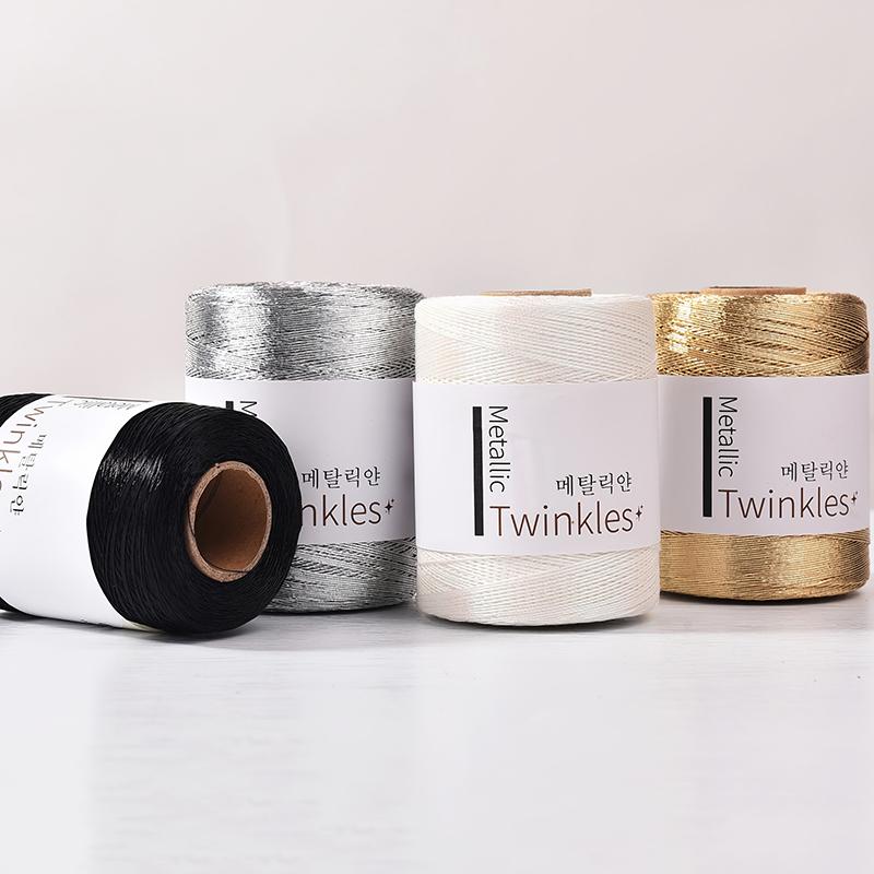 1 Roll, Metallic Twinkle Yarn - 1Mm Thick, Polyester & Rayon Blend, Ideal For Diy Crafts, Crochet, Lace, And Home Decor