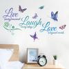 Decorative Wall Sticker Self-adhesive DIY Colorful Positive Live Laugh Love Butterfly Decal Home Decor