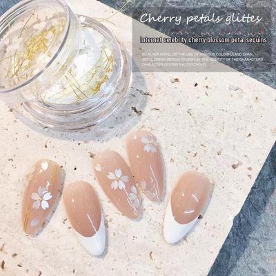 Japanese Cherry Blossom Nail Art Accessories: Glitter, Sequin Petals, Steel Beads, Gold & Silver Wire Decorations