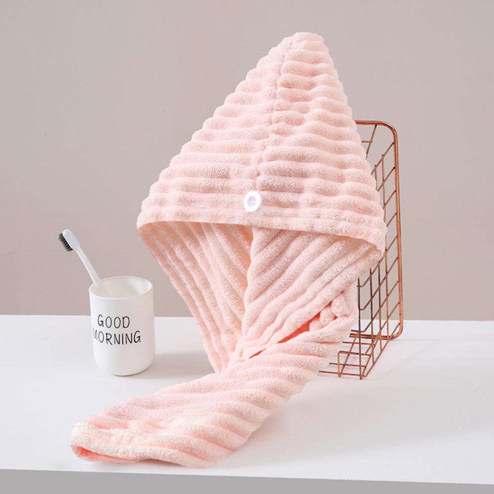 Super Saugfähigkeit Damen Haartrockenhaube mit Knopf Haartrockenwickel Weiche Schnelltrocknende Haarhandtuchkappe