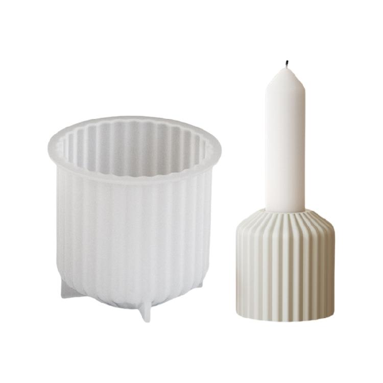 Sturdy Silicone Candle Holder Molds High Quality Silicone Striped Candle Stand Mold For Handmade Candle Holders