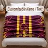 Brisbane Broncos Printed Flannel Blanket Custom Name Text Soft Warm Throw For Bedroom Holiday Gift