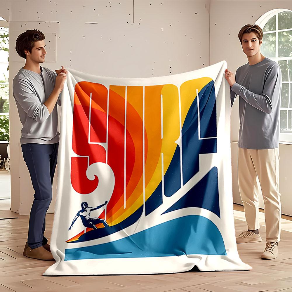 Retro Surfing Graphic Blanket for all seasons blanket lunch break throw gift