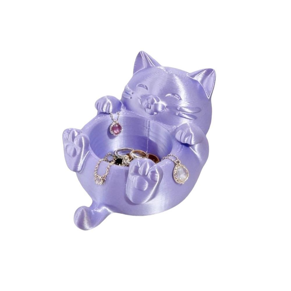 Cute 3D Printed Trinket Holder Plastic Jewelry Storage Box Modern Lucky Cat Storage Box Office
