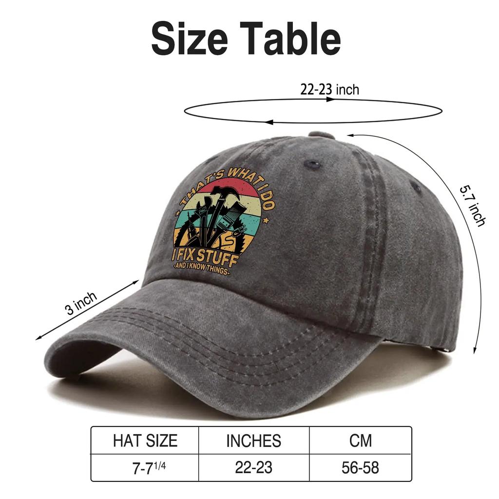 Pishavi That's What I Do I FIx Stuff Distressed Washed Black Baseball Cap Vintage Adjustable Hat Gifts for Unisex Women RetireUnisext