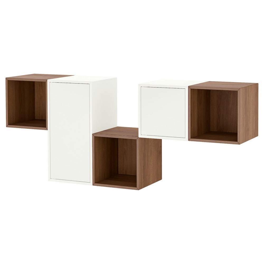 

IKEA EKET wall storage combination white walnut wood pattern 175x35x70 cm