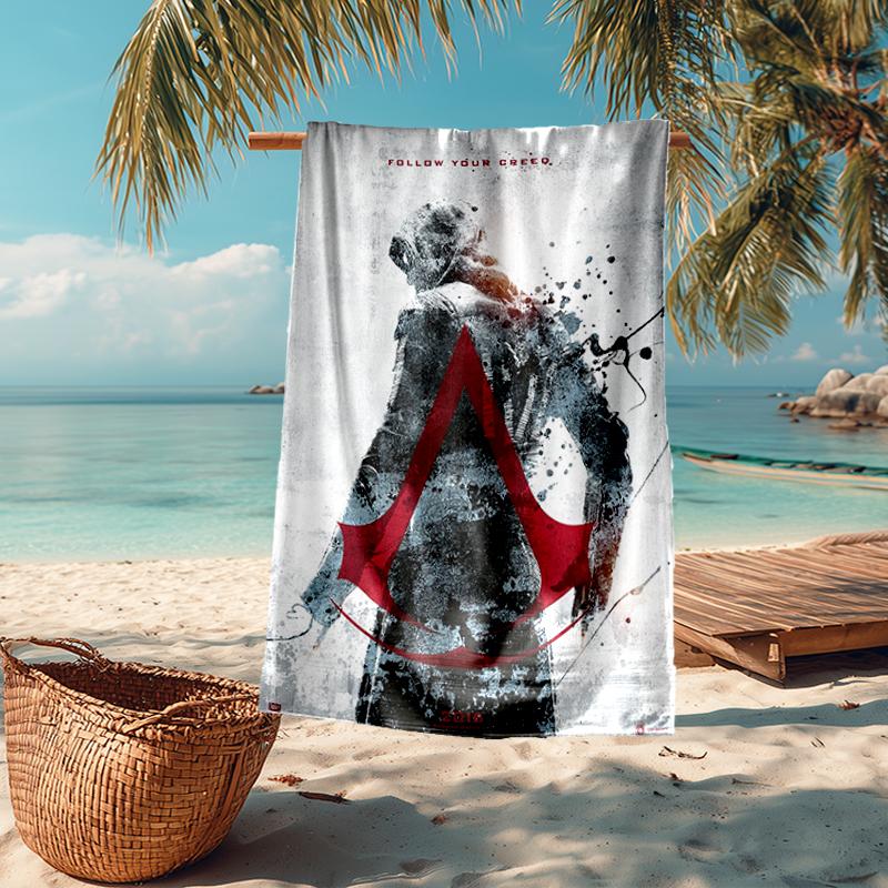 Ultra-Soft Beach Towel with Assassin's Creed Theme,Ideal for Pool - Camping, Diving - Perfect Travel Essential, Vibrant Beach Towel.