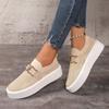 Large size single shoes women's spring and autumn new thick-soled shallow-mouth knitted mesh chain outer wear casual flying shoes