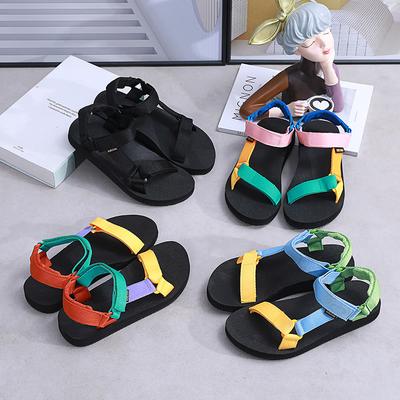 New Summer Color Strap Sandals Women's Versatile Flat-bottomed Non-slip Casual Outdoor Couple Sports Casual Beach Shoes