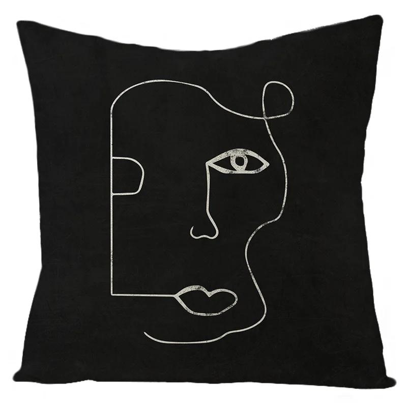 Nordic Abstract Linen Pillowcase Home Sofa Bedside Cushion Pillowcase 45x45cm Home Fashion Art Painting Printed Pillow Case