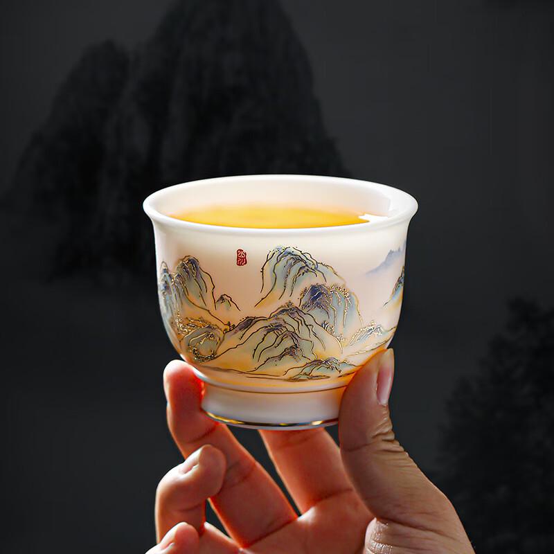 Chaxun 'Thousand Miles' Gilded Ceramic Master Teacup