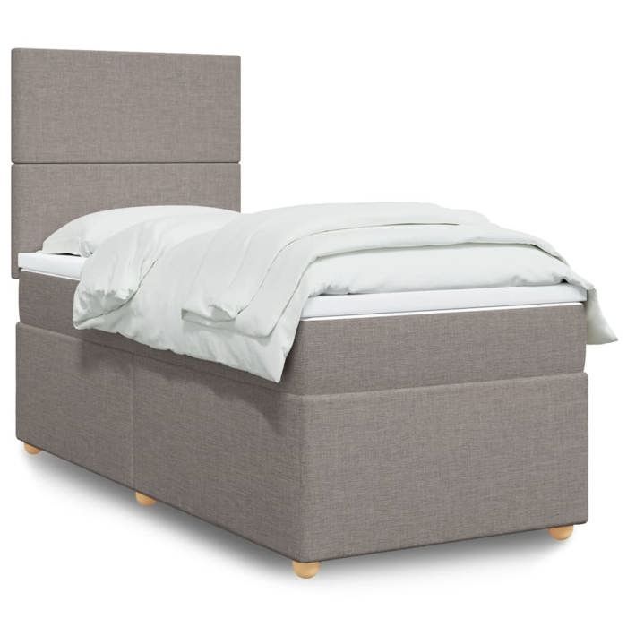 VidaXL Sommier à lattes de lit avec matelas Taupe 90x200 cm Tissu 3293460