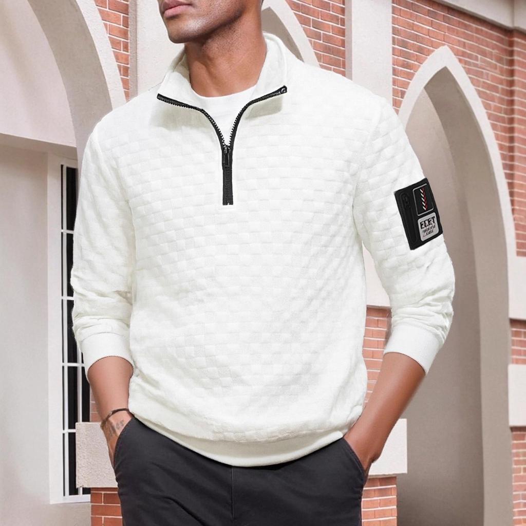 Men's Tactical Fleece Stand Collar Plaid Zipper Hoodie Jacket