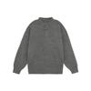 Men's High-End Retro Henley Collar Long Sleeve Knit Sweater for Autumn and Winter