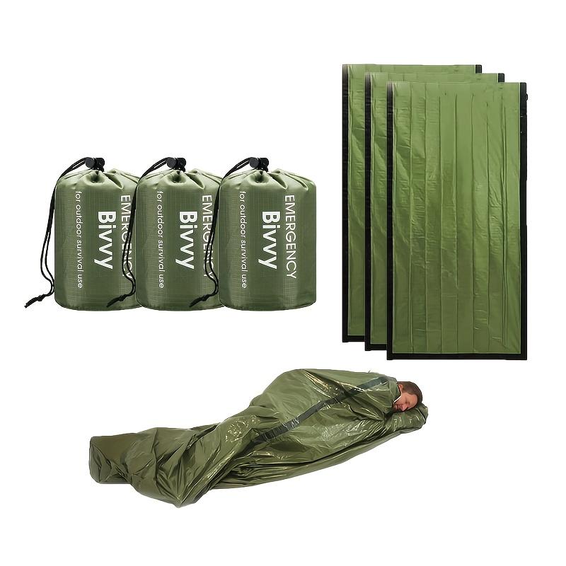 Multi-Pack Emergency Sleeping Bags, Green, Drawstring Bag, Portable, Foldable, Insulated, Lightweight,