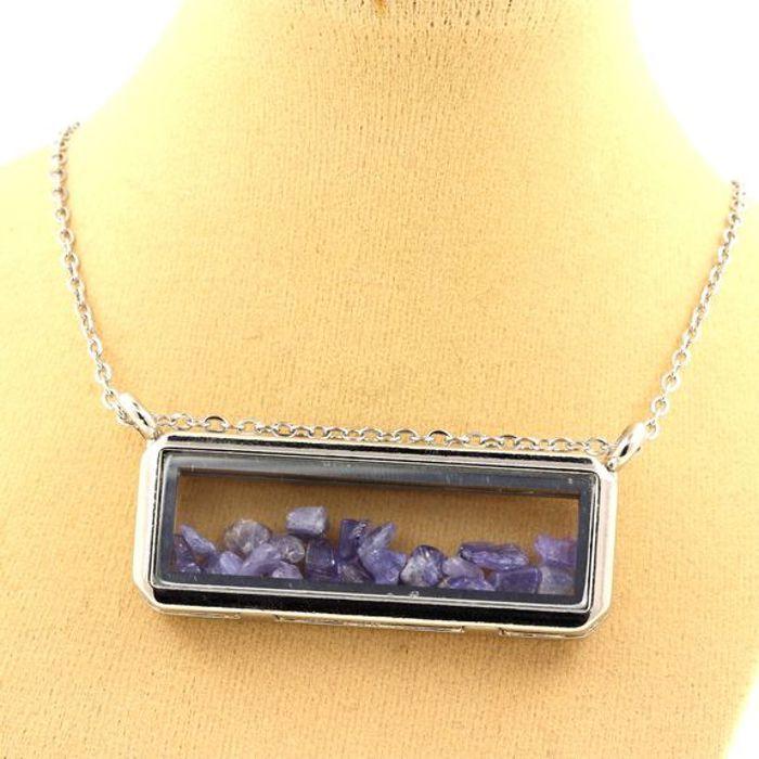 Necklace - Stones and Minerals - Raw Tanzanite - Stainless Steel - Mixed - 18x50 Mm
