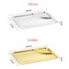 Stainless Steel Rectangle Dining Plate Dessert Cake Fruit Bread The Dip Plate Snacks Sushi Plate Luxury Serving Trays Tableware