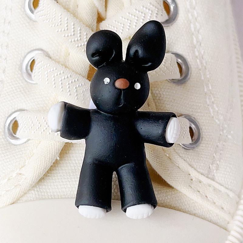 Shoelace Buckle Cartoon Decorations: Black Rabbit & Bear for AF1