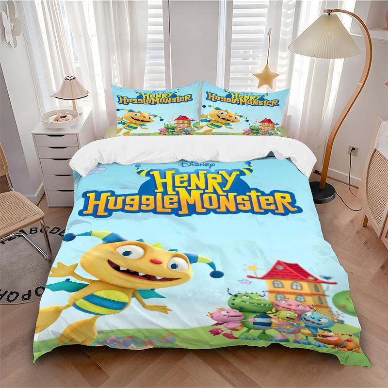 Monster Henry Bedding 3 Piece Set HD Print Duvet Cover Pillowcases for Teens Adult Bedroom Decoration Christmas Gift