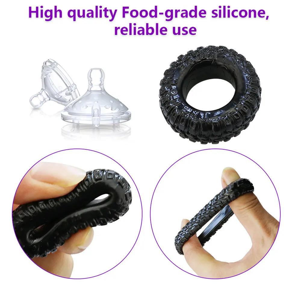 Cock Ring Silicone Penis Ring Cage Male Erection Delay Ejaculation Sex Toy for Men Couple Rings Toys for Adults 18+ 2-in-1 Set