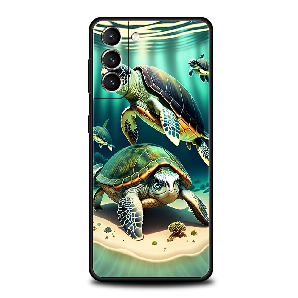 Cute Little Turtle Case for Samsung Galaxy S24 S23 S22 S20 S21 FE Ultra S24 S23 S10 S10E S9 S8 Plus 5G Silicone Phone Cover Capa