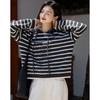 Demana Women's Striped Hooded Wool Blend Knit Sweater