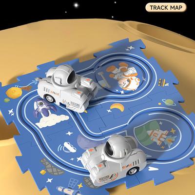 Track Assembly Autonomous Cruising Tank Toy Electric Puzzle Track Space Car DIY Assembly Toys For Children Educational Gift