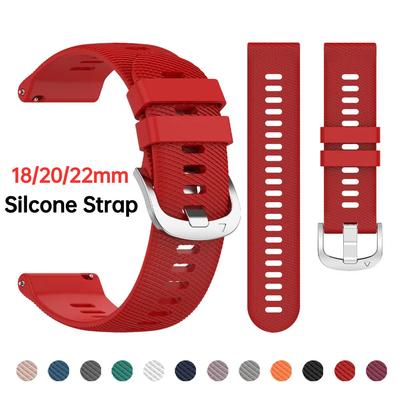 18mm 20mm 22mm Silicone Strap For Garmin Vivoactive 5 4 Band Forerunner 265 245 Sport Bracelet For Samsung Galaxy Watch/HUAWEI/Amazfit Soft Wristband