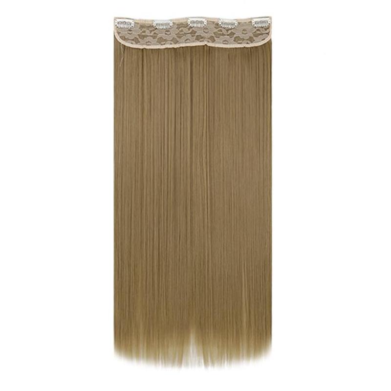 MISS WIG Synthetic 5 Clips In Hair Extensions Long Straight Natural Golden Brown Or Dark Clip In Hair Extensions For Women Daily Hair