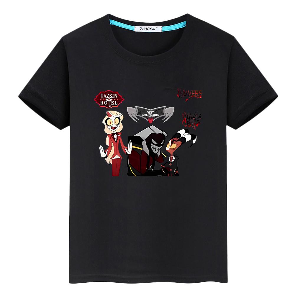 t shirt for kids boy10year helluva boss Print 100%Cotton Christmas anime Tops Short y2k pride tshirt Cute Tees girl clothes