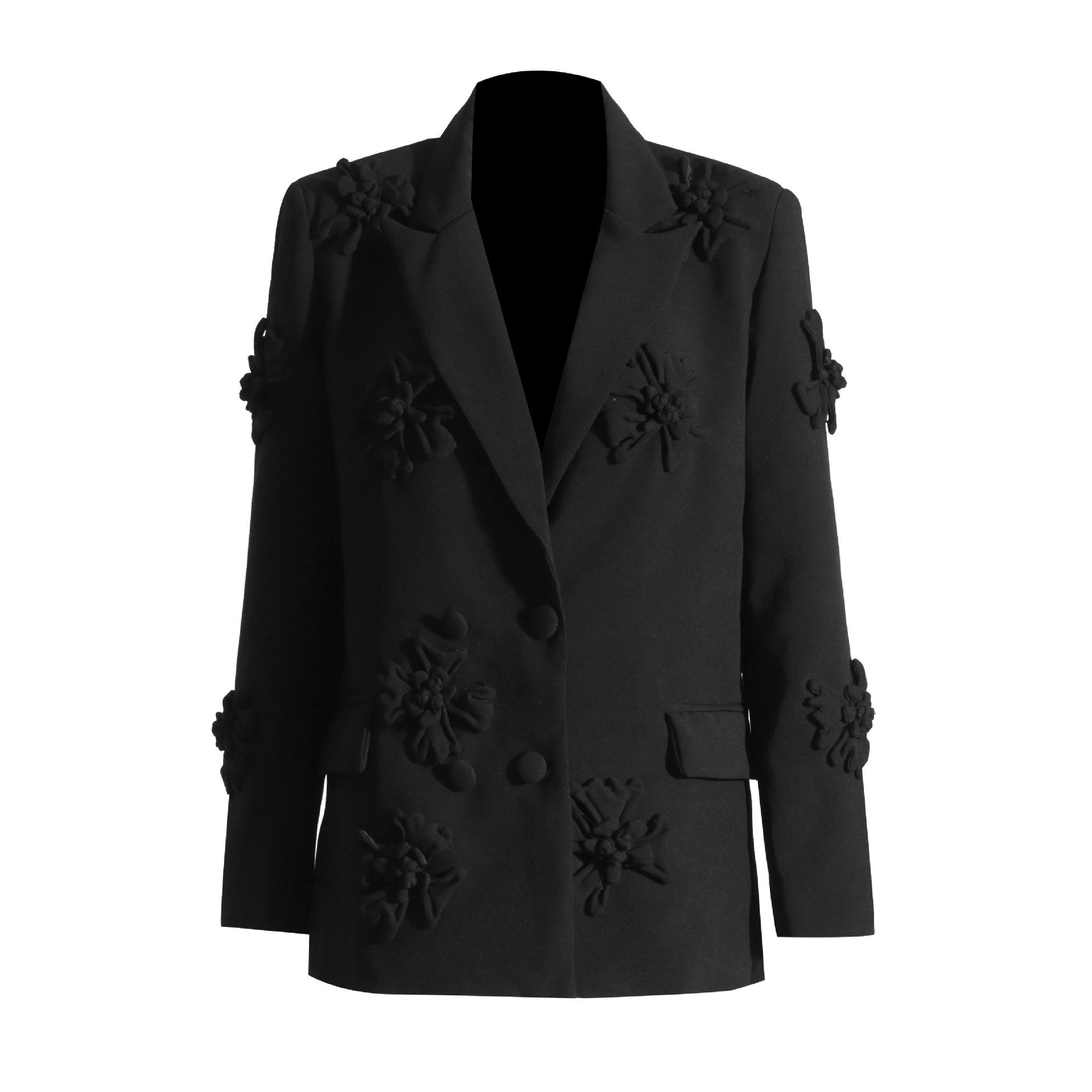 

2026 Spring Women s Suit: Double-Breasted with 3D Flower Details – European & American Style L