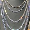 Hip Hop Zircon Crystal Necklace For Men Rock Silver Color Tennis Chain Necklace For Women Fashion Party Jewelry Gift