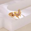 Luxury Zircon Butterfly Rings For Women Stainless Steel Gold Color Open Ring 2025 New Fashion Wedding Couple Zircon Gift