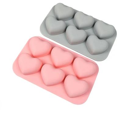 DIY Six Linked Love Heart Baking Mold for Valentine's Day, Silicone Mousse Chocolate Mold