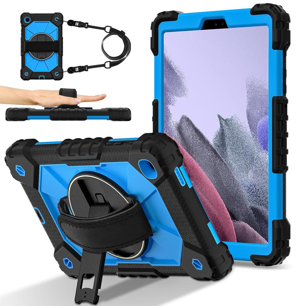 For Samsung Galaxy Tab A7 Lite 8.7-inch T225/T220 Case Silicone+PC Kickstand Tablet Cover with Handy Strap,Shoulder Strap