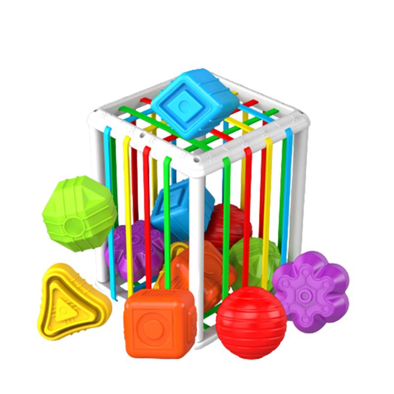 

Rainbow Shape Montessori Blocks Sorting Game Baby Motor Skill Learning Tactile Square