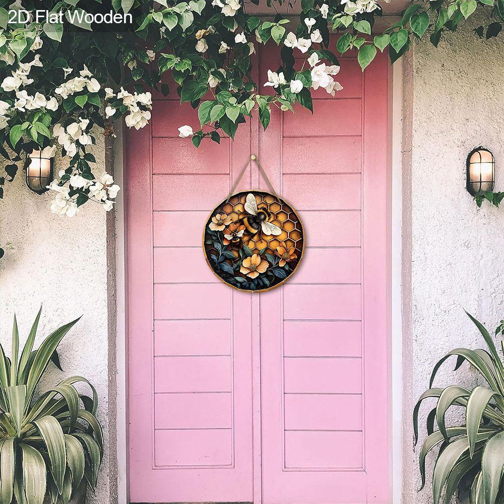 Garden Decoration, Wooden Hanging Decorative Signs, Bee Patterns, 2D Graphic Products, Housewarming Gifts for Friends