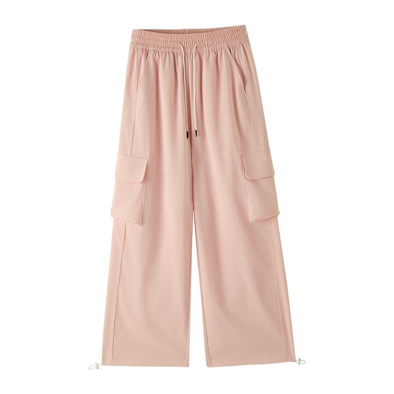 Overalls Women's Summer New High-waisted Loose Casual Parachute Wide-leg Pants Big Pocket Sweatpants
