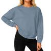 Women's Loose Comfortable Casual And Fashionable Round Neck Threaded Sleeves Solid Color Long Sleeved Sweatshirt