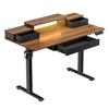 PC Gaming Desk Electric Lift Computer Desk Standing with Drawers Home Ergonomic Monitor Stand Power Outlets & LED Lights Height Adjustable Cable