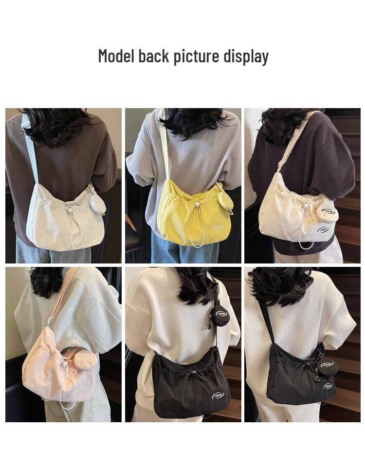 Korean Style Large Capacity Canvas Tote Bag - 2025 Autumn Pleated Niche Shoulder Crossbody Bag