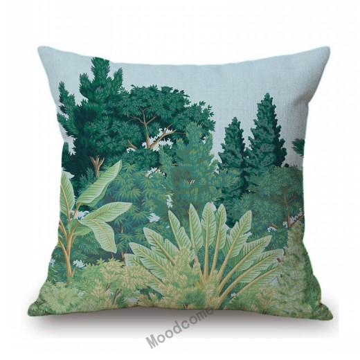 Morandi Color Jungle Flower Tropical Plant Leaf Garden Pattern Home Decorative Sofa Throw Pillow Case Cotton Linen Cushion Cover