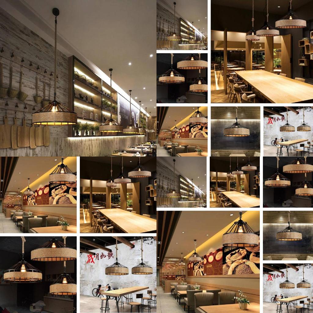 Vintage American Country Rope Pendant Light For Rustic Dining Room And Cafe Decor