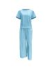 European Summer Pink Linen Women's Two-Piece Set: Short Sleeve Top & Wide-Leg Pants