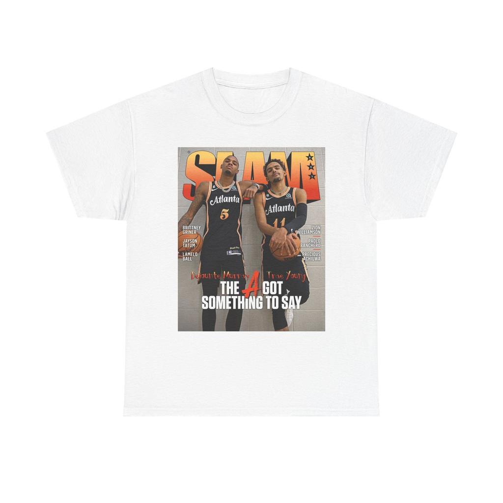 Trae Young Slam Cover Grafik T-Shirt Retro Basketball Unisex Schweres Baumwoll-T-Shirt