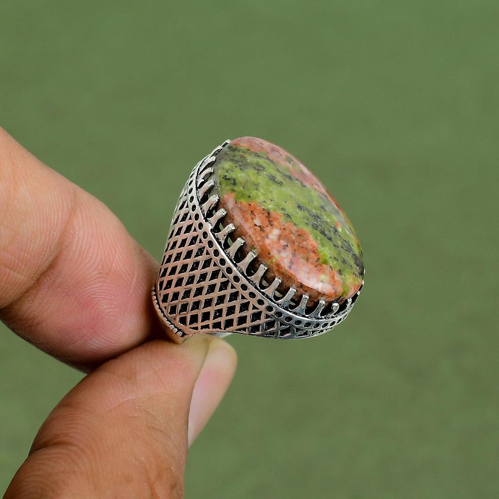 Unakite Ring 925 Sterling Silver Ring Handmade Dainty Jewelry Gemstone Ring Very Pretty Unakite Jewelry Gifts For Her Available In Ring Size