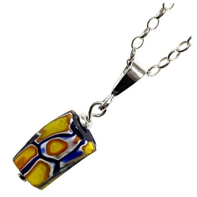 Venetian Lampwork Bead Antique Beads SILVER925 Pendant Necklace Millefiori Venetian Trade Beads European Handmade Bead Necklace Roll Chain 45cm