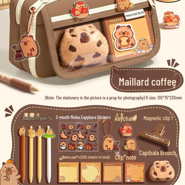 Capibara Velkokapacitní Průhledné Pouzdro na Tužky Odolné Proti Nečistotám, Roztomilé a Stylové pro Studenty Středních Škol